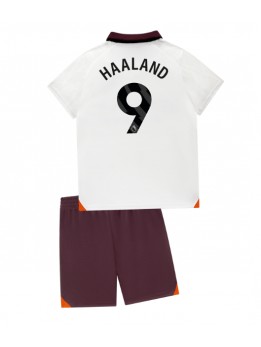 Manchester City Erling Haaland #9 Replika Borta Kläder Barn 2023-24 Kortärmad (+ byxor)